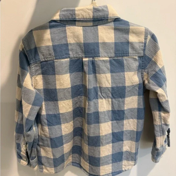 Petit Bateau Blue and Cream Plaid Kids Shirt - Picture 3 of 4